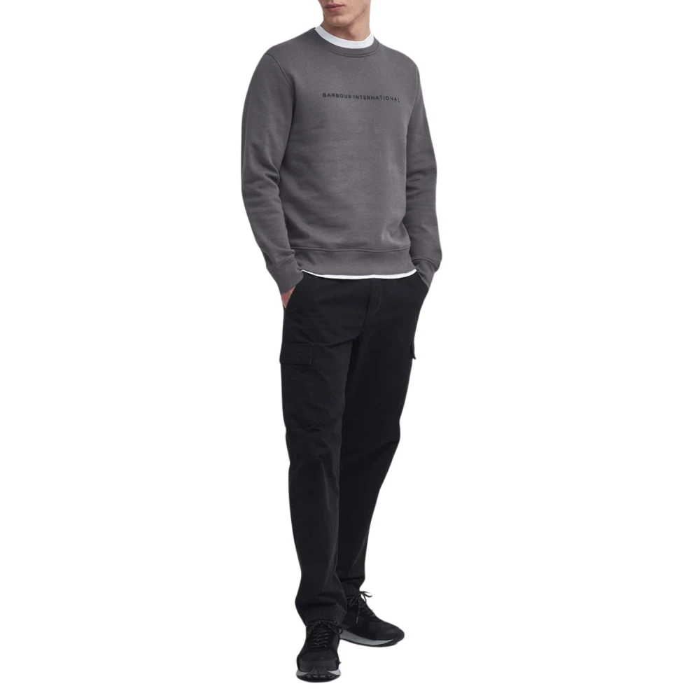 Barbour Shadow Crew Plum Grey Sweater Gray Heren