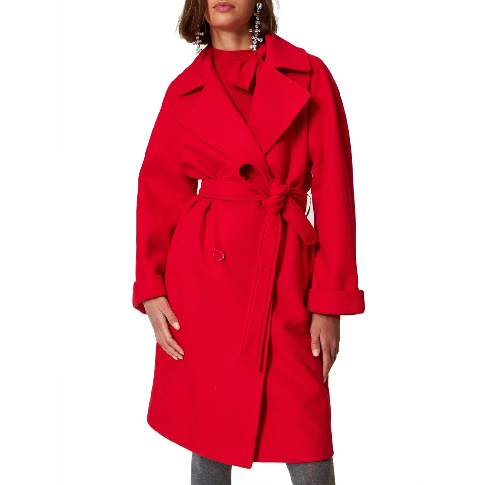 Actitude Rode Trenchcoat met Brede Revers Red Dames