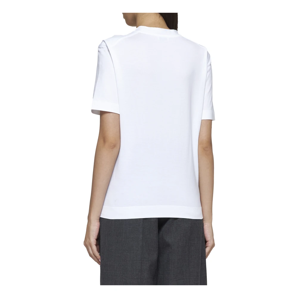 BRUNELLO CUCINELLI Wit Katoenen T-shirt met Monile Versiering White Dames