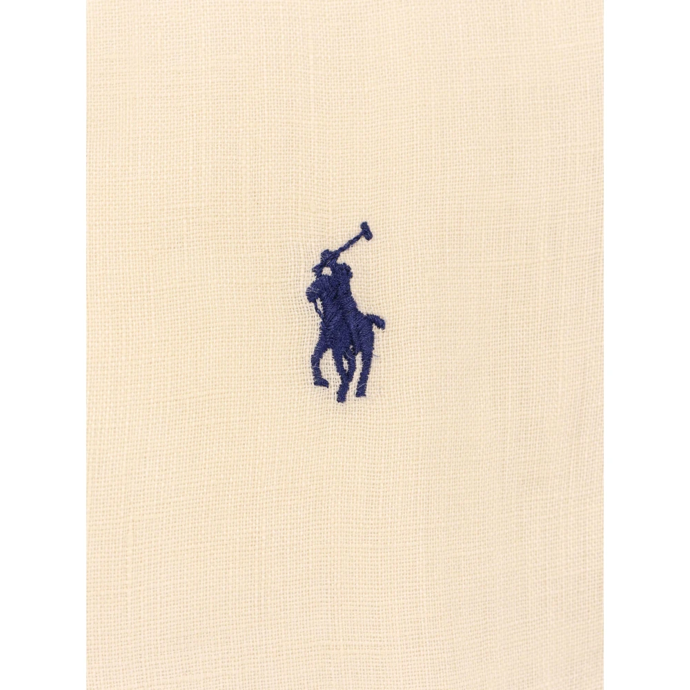 Polo Ralph Lauren Slim Fit Linnen Overhemd met Logoborduursel Beige Heren