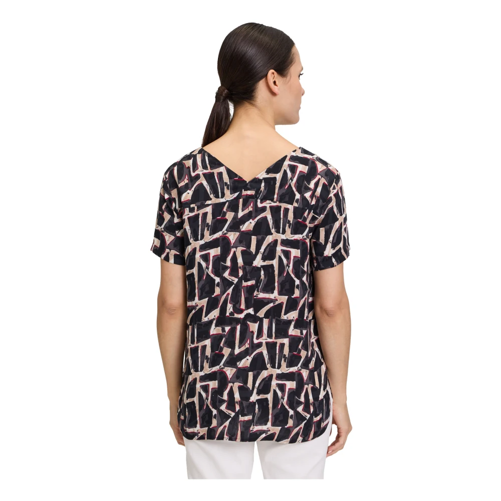 Betty & Co Grafische Print Blouse Brown Dames