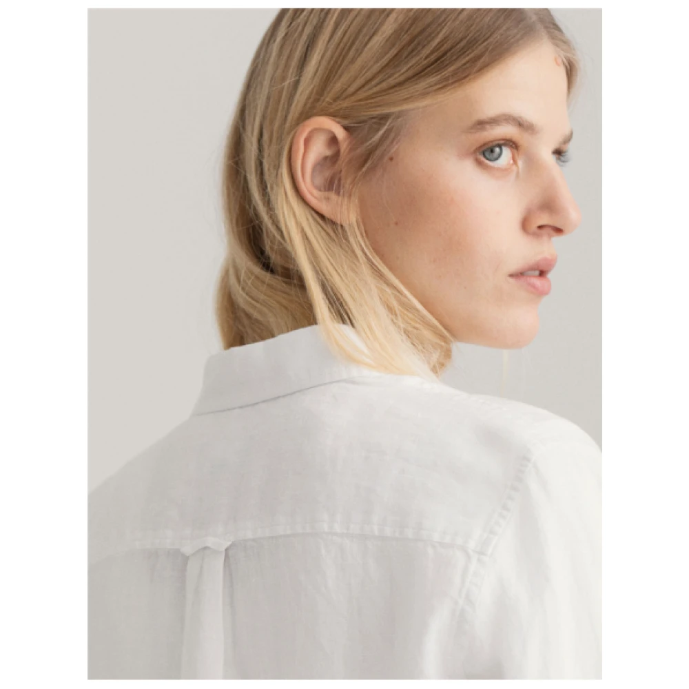 Gant Regular Linnen Overhemd in Chambray White Dames