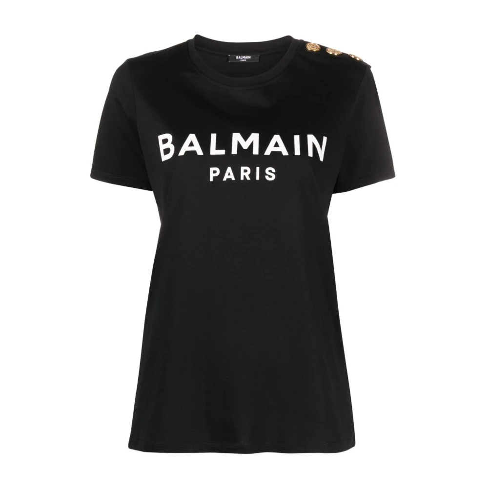 Balmain Klassisk Svart och Vit T-shirt Black, Dam