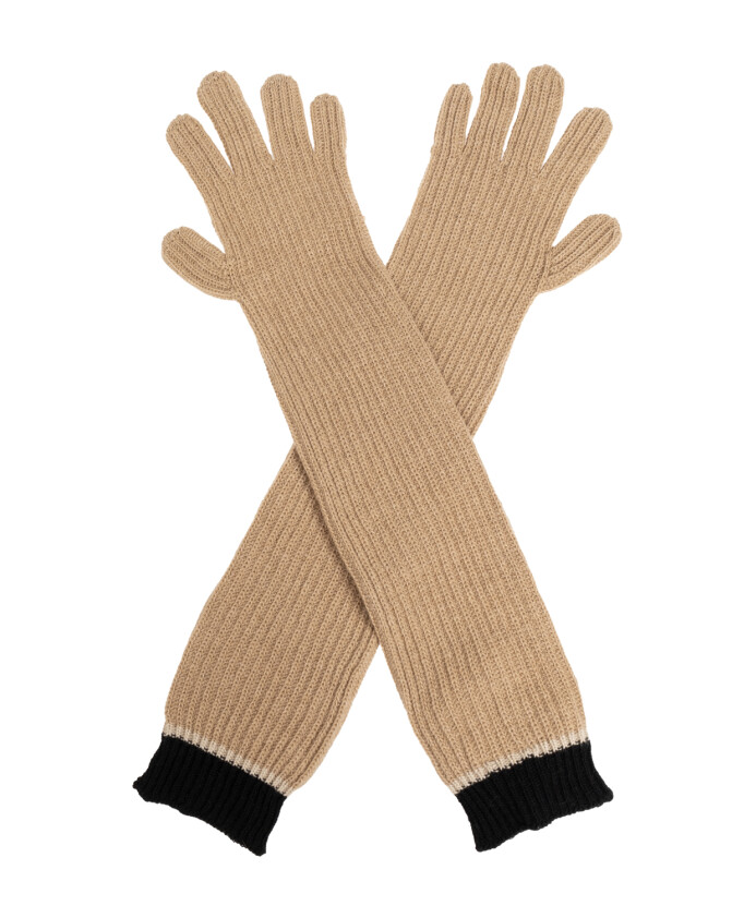 ribbed-lange-handsker-beige-logo