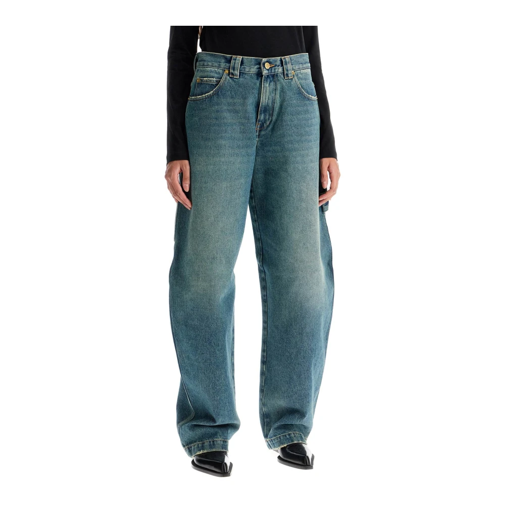 Darkpark Hoge taille gescheurde denim timmerman jeans Blue Dames