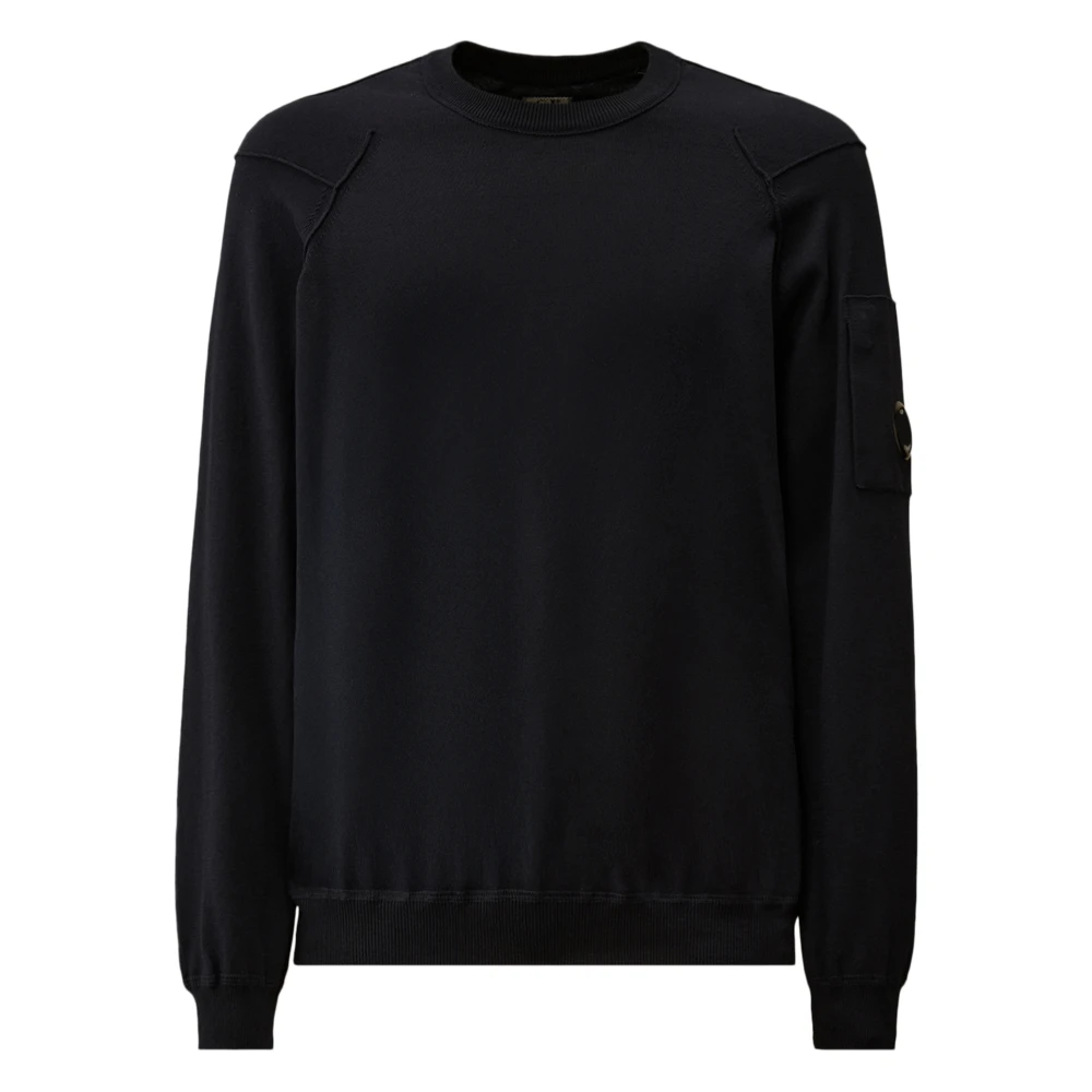 C.p. Company Men's Blue Round-Neck Knitwear, 2XL, Cotton Sea Island Crewneck Lens Knit