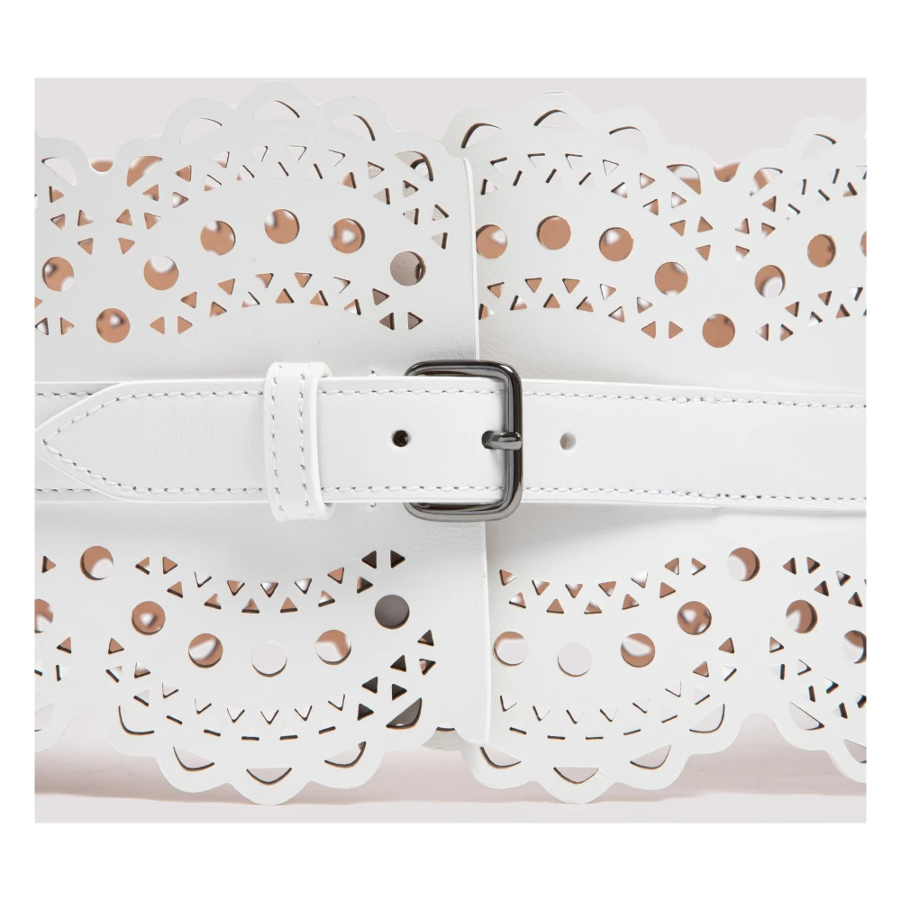 Alaïa Wit Openwerk Leren Korsetriem White Dames