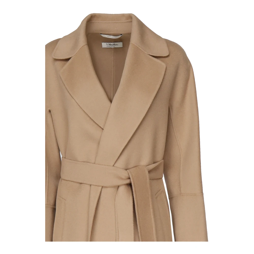 Max Mara Bruine wollen jas met riem Brown Dames