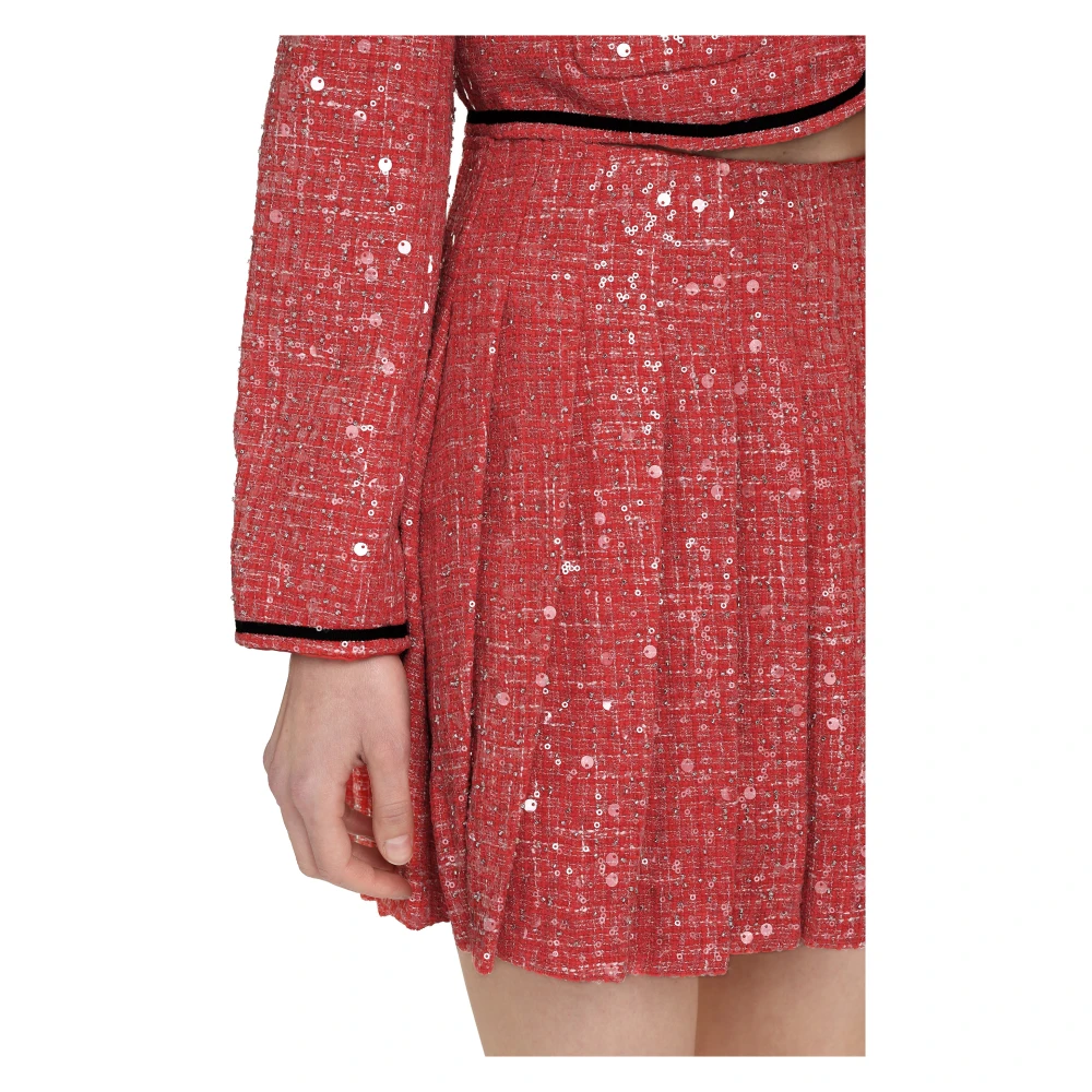 Self Portrait Pailletten Geplooide Rok Red Dames