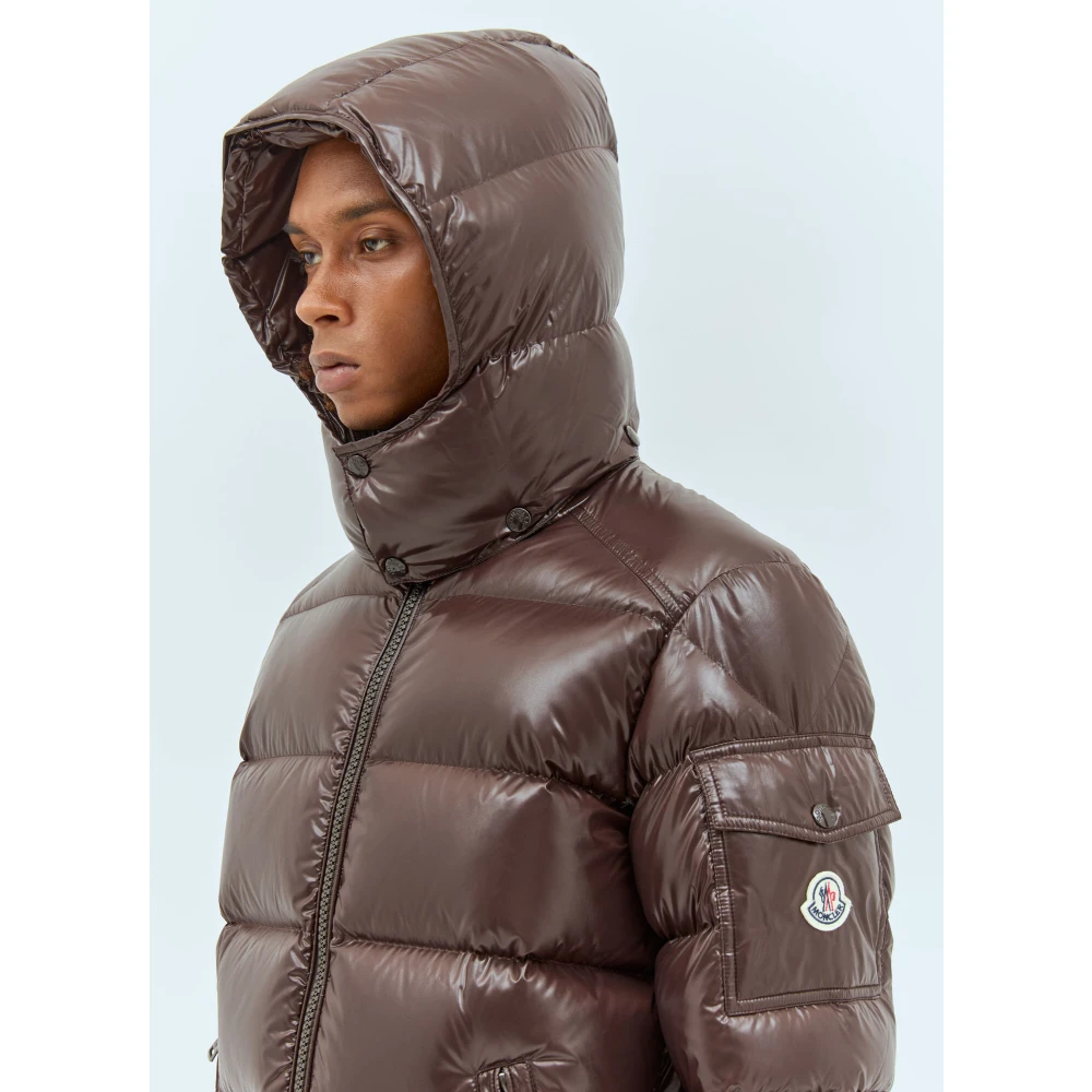 Moncler Gewatteerde korte donsjas met capuchon Brown Heren