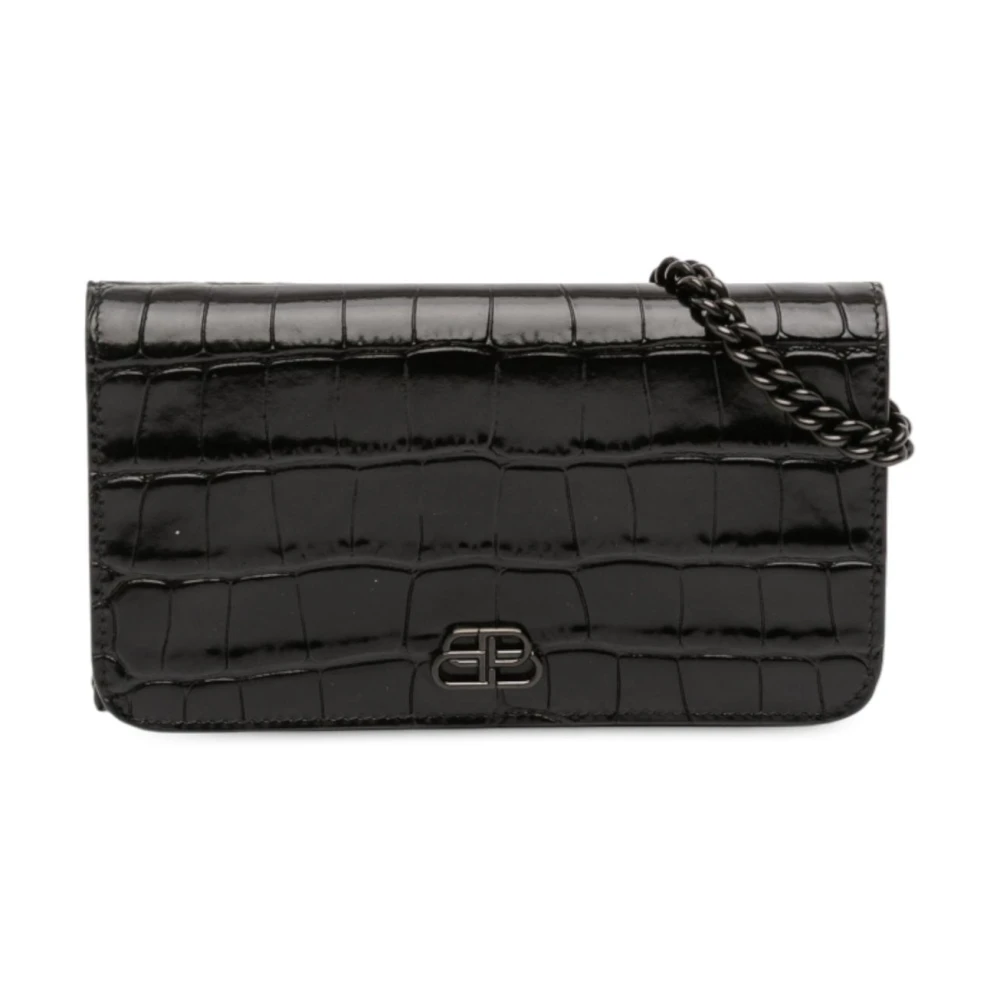 Balenciaga Vintage Women's Black Pre-Owned Chain Wallet