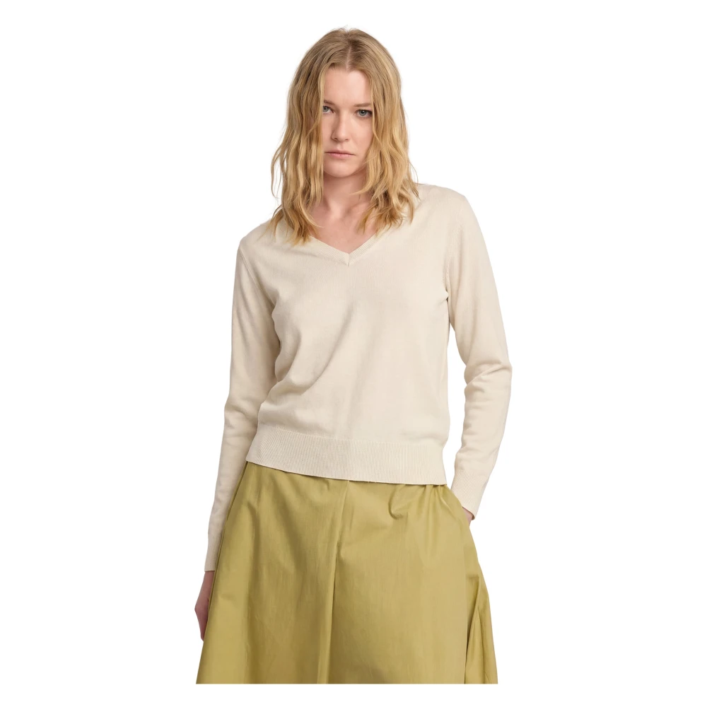 Kocca Beige V-Neck Knitwear, Female, Xl, Chic V-Neck Jumper