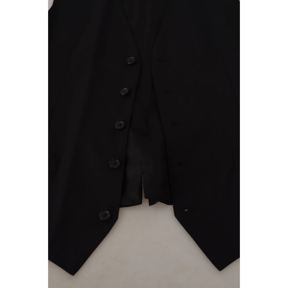 Dolce & Gabbana Stijlvolle Zwarte Blazer met Vest Black Heren