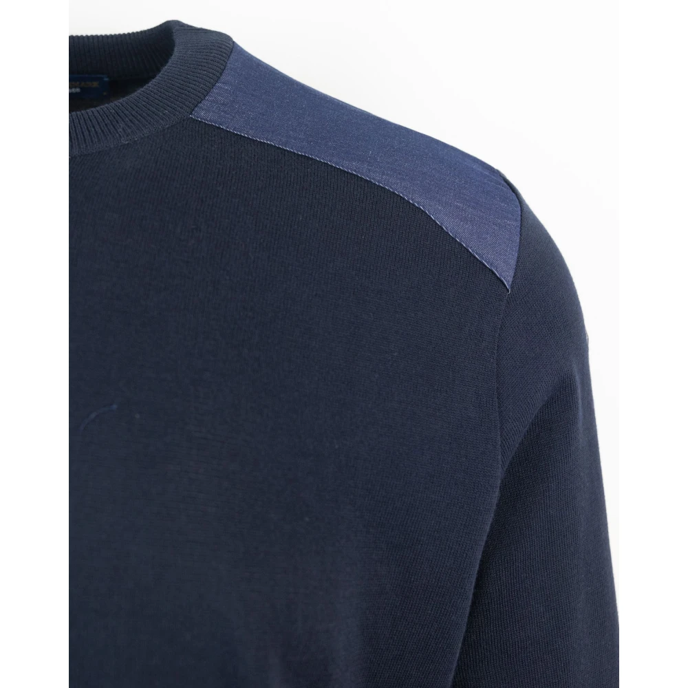 PAUL & SHARK Blauwe Trui met Denim Details Blue Heren