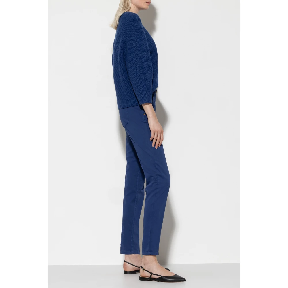 LUISA CERANO Geribbelde wolmix trui diepblauw Blue Dames