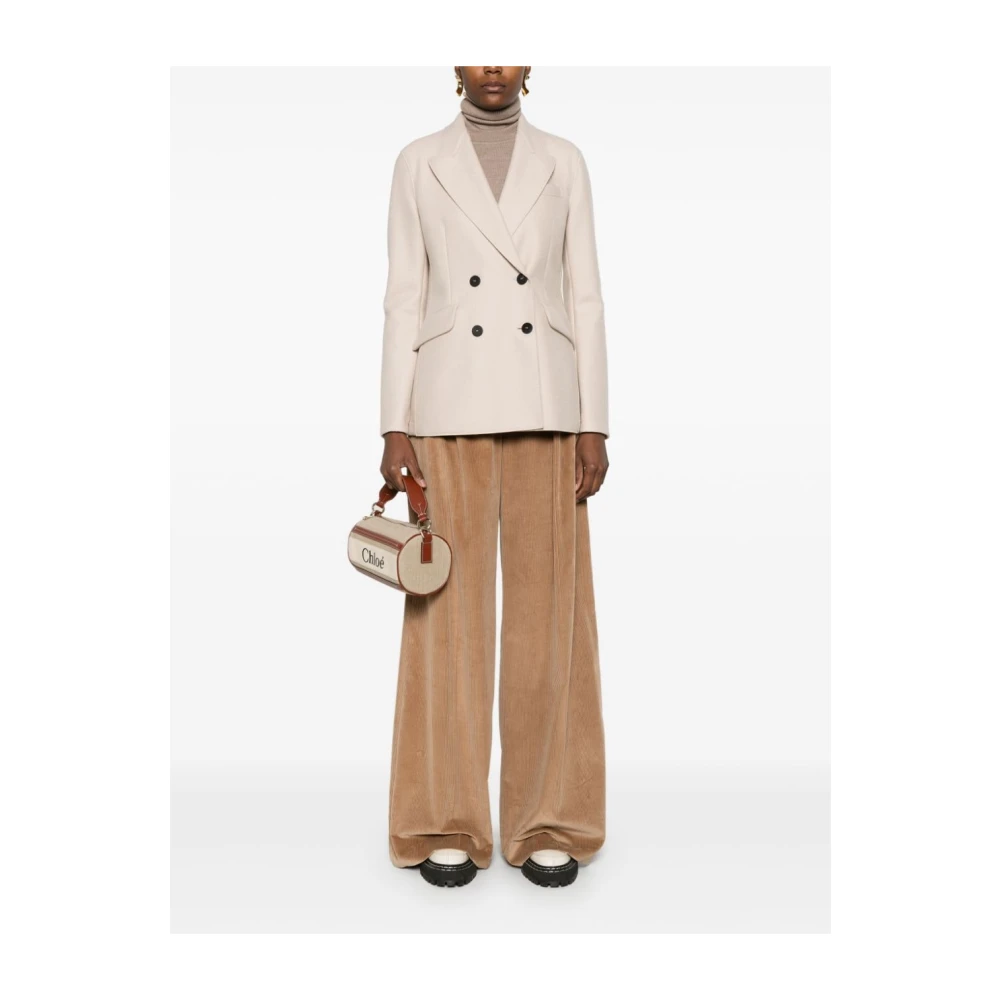 Harris Wharf London Beige Wol Double-Breasted Jas Beige Dames