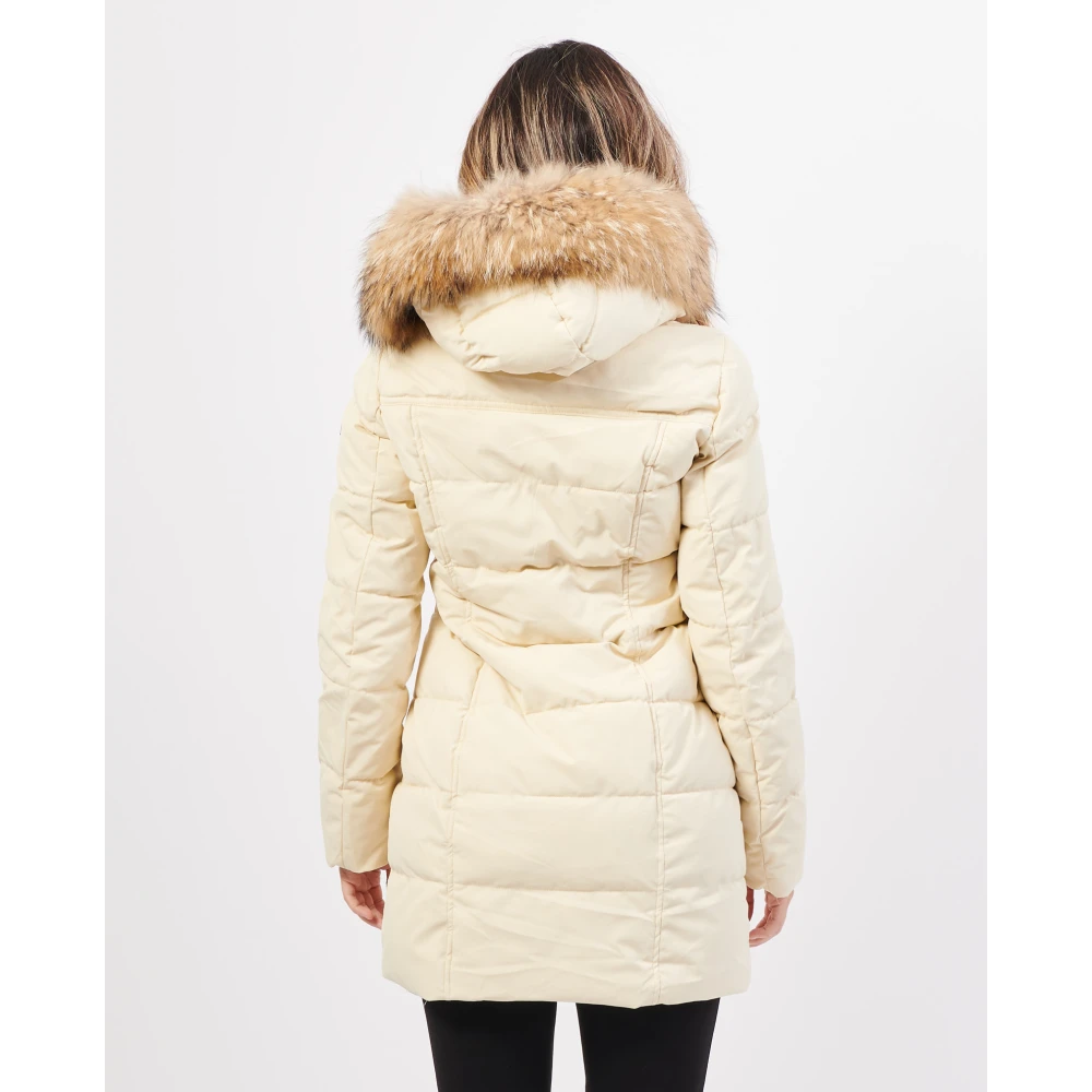 YES ZEE Lang gewatteerd jas met bont Beige Dames