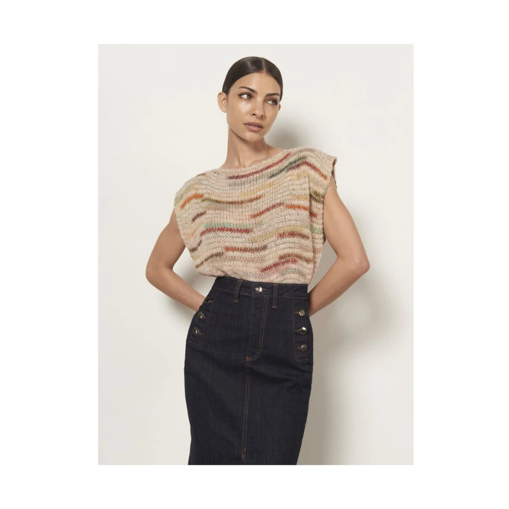 RINASCIMENTO Denim Midi Potlood Rok met Split Black Dames