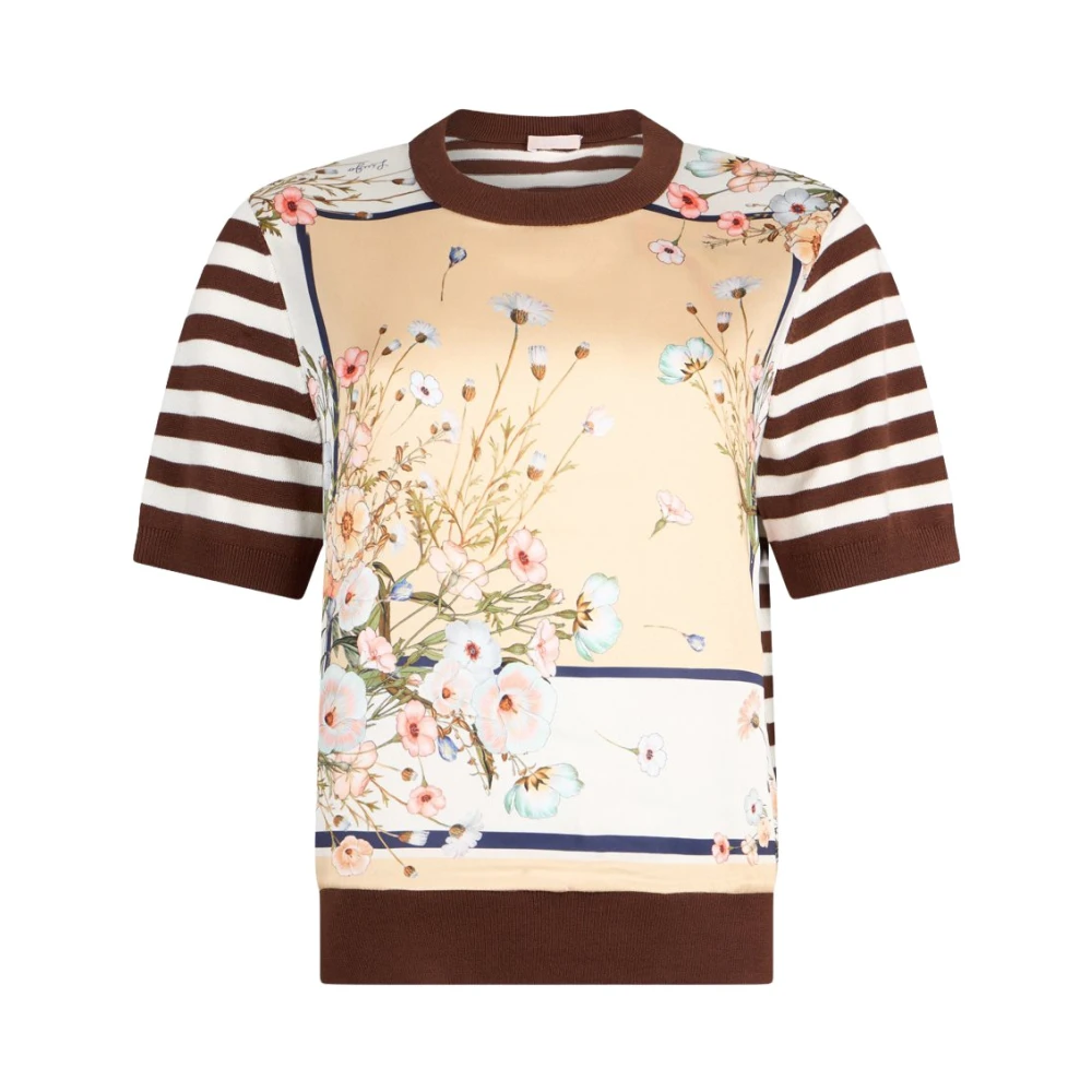 Liu Jo Women's Multicolor Top Con Inserti In Twill Stampato - Round-Neck Knitwear - Xs - Knitwear