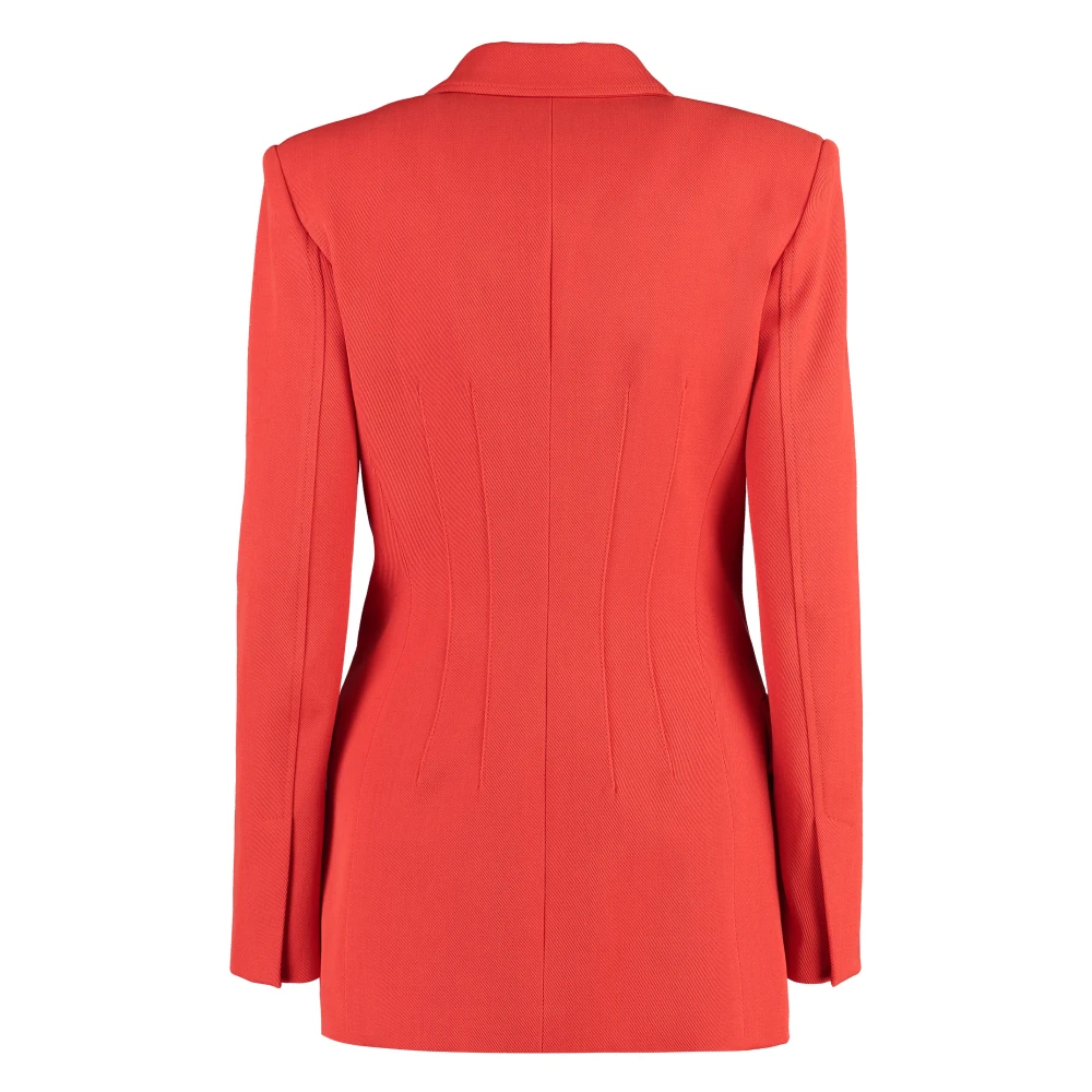 Genny Wollen Double-Breasted Blazer Red Dames