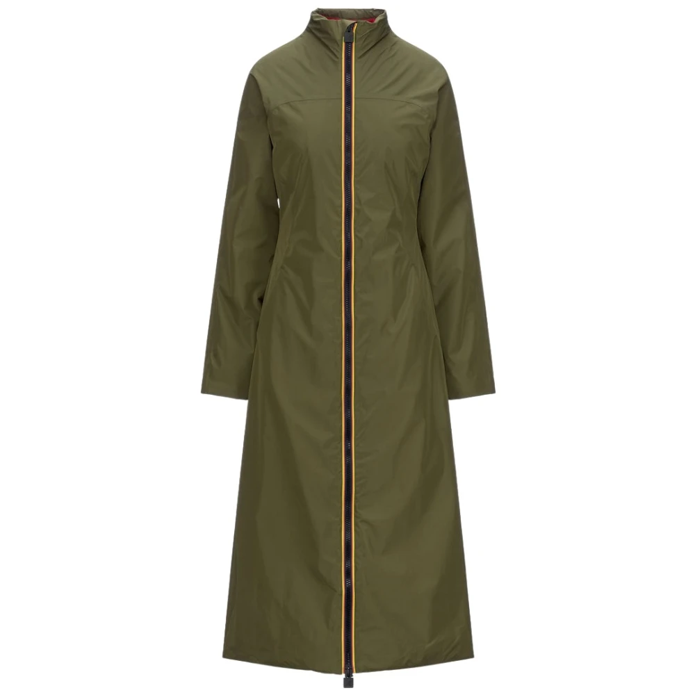 K-Way Eco Fur Trench Coat Green, Dam