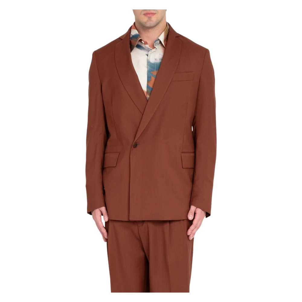 Costumein 1-knoops wollen blazer in 9915 Brown Heren