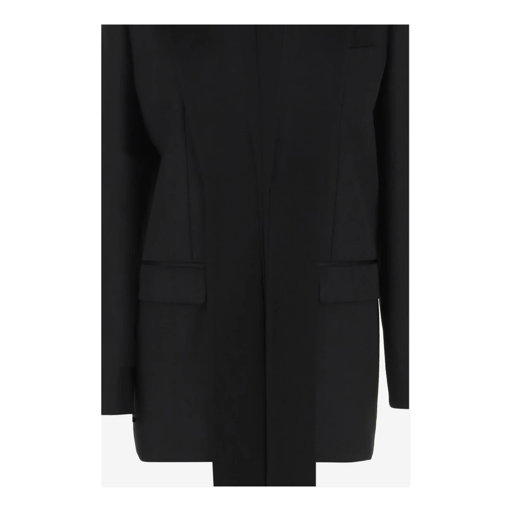 pinko Satin Kraag Wollen Jas Black Dames