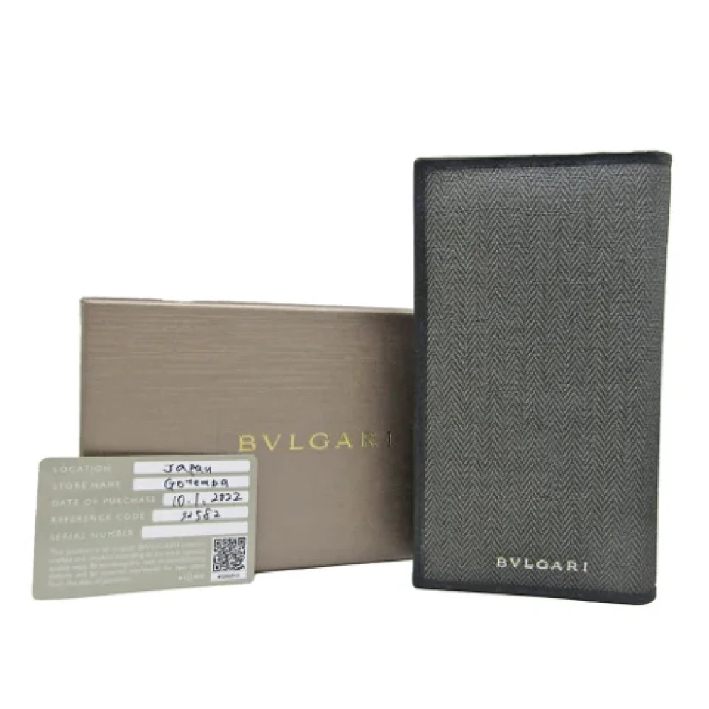 Bvlgari Vintage Pre-owned Canvas wallets Gray Dames