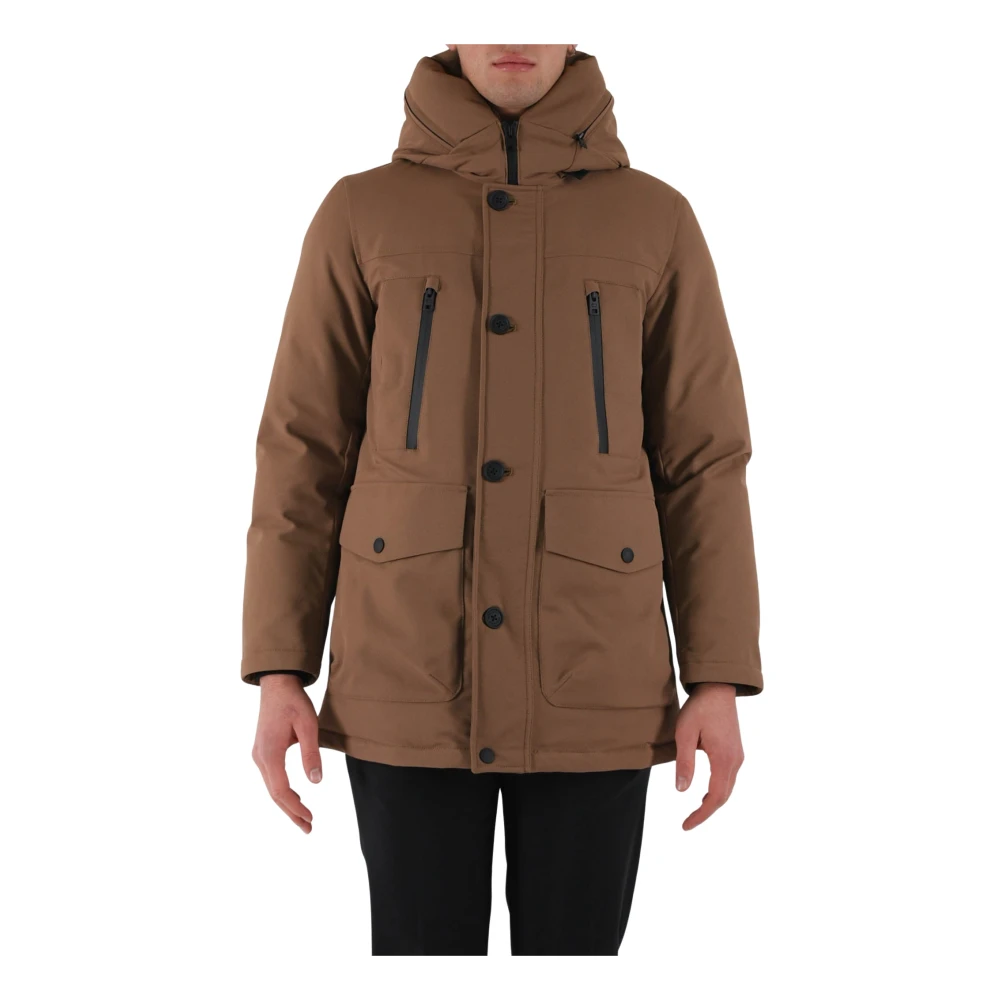 Woolrich Arctische Twill Parka met Verborgen Rits Beige Heren