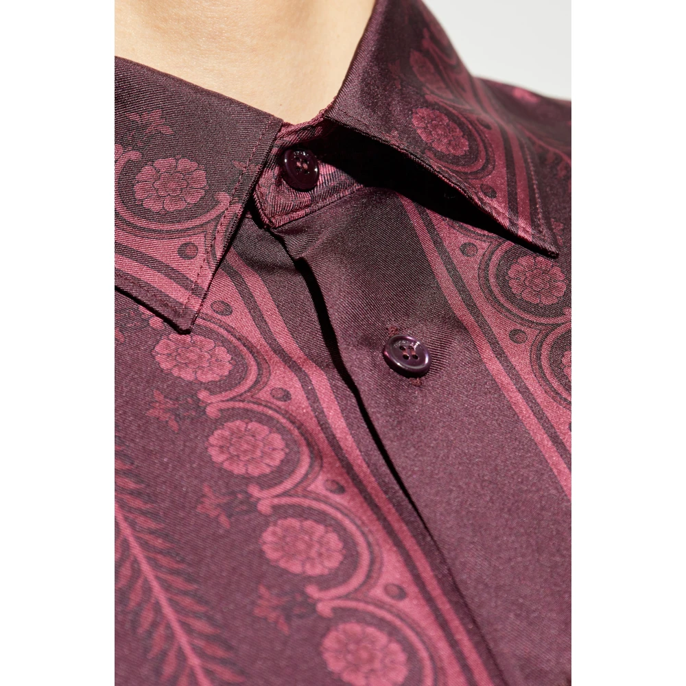Versace Zijden shirt met Barocco-print Red Heren