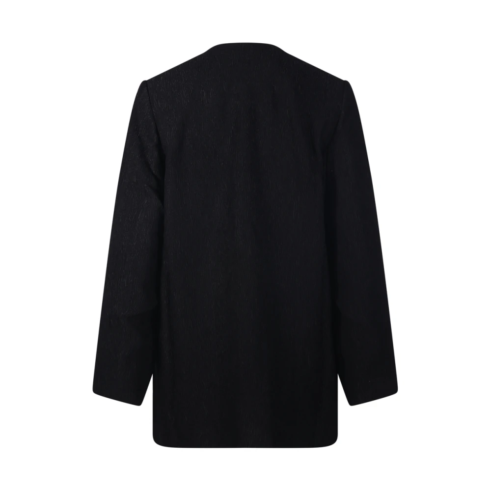 Ganni Zwarte Stretch Crepe Boxy Blazer Black Dames