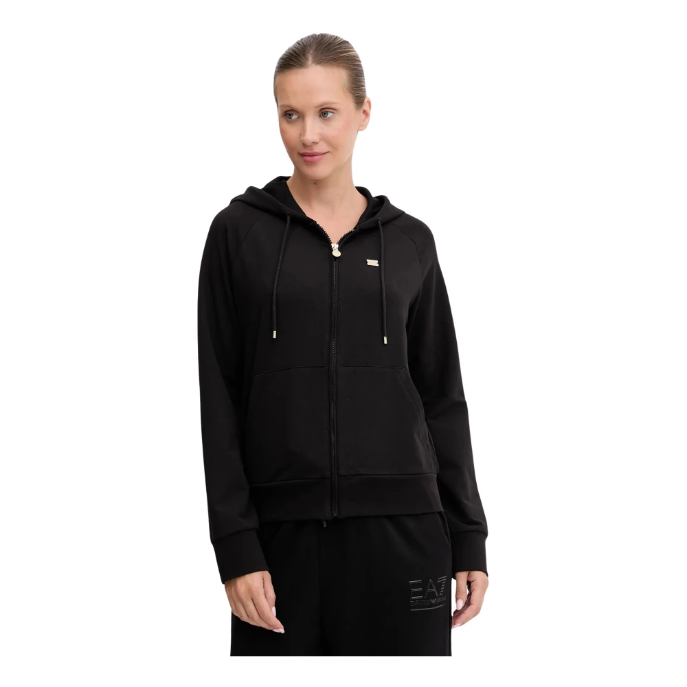 Ea7 Felpa Con Cappuccio Full Zip Core Nero Donna M - Immagine 2
