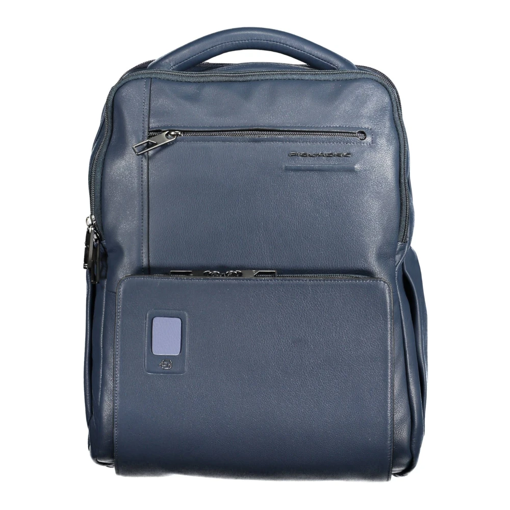 Piquadro Blauwe Leren Rugzak met Laptop Houder Blue Unisex