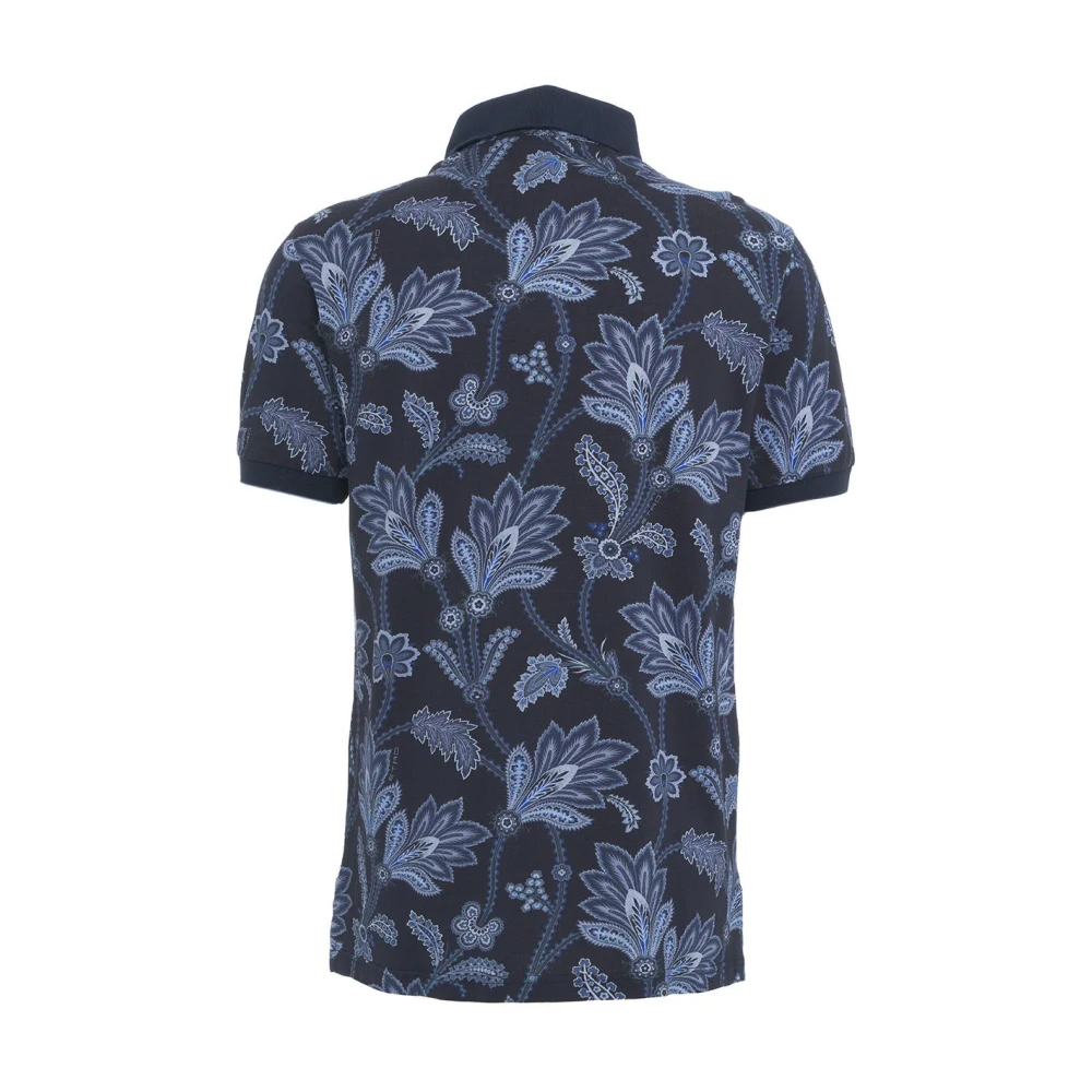 ETRO Bloemenprint Polo Shirt Blue Heren
