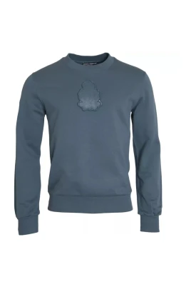 Blå Bomull Logo Crew Neck Tröja