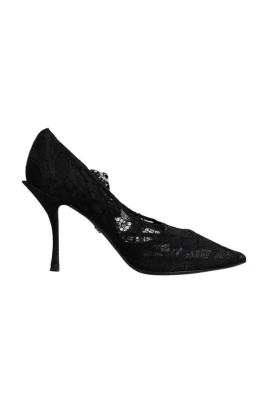 Svart Spets Högklackade Pumps