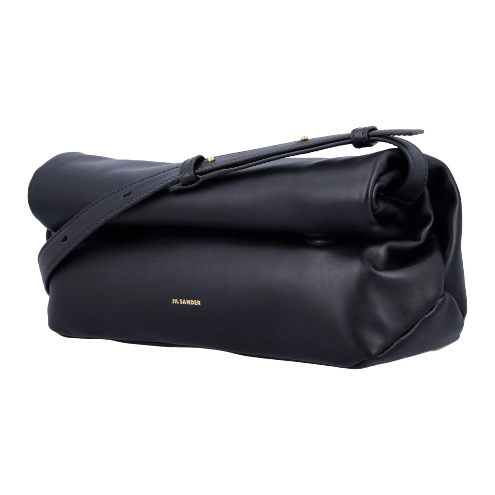 Jil Sander Zwarte leren Rollup Small schoudertas Black Dames