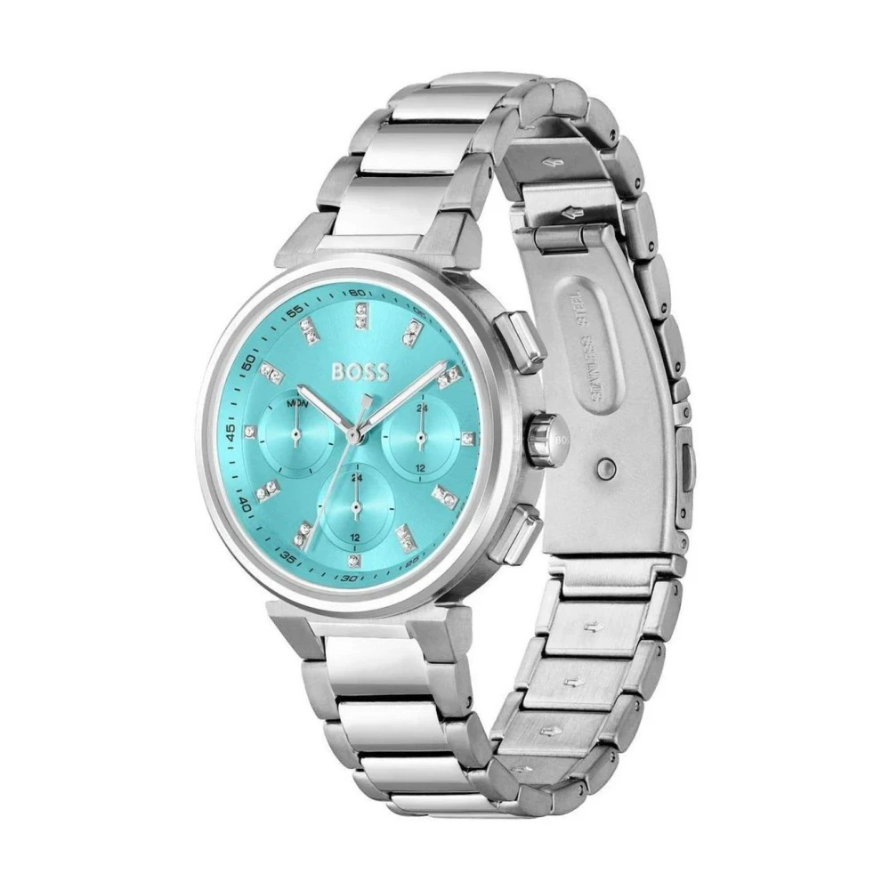 Hugo Women's Silver/Turquoise Quartz Analog Watch Dial