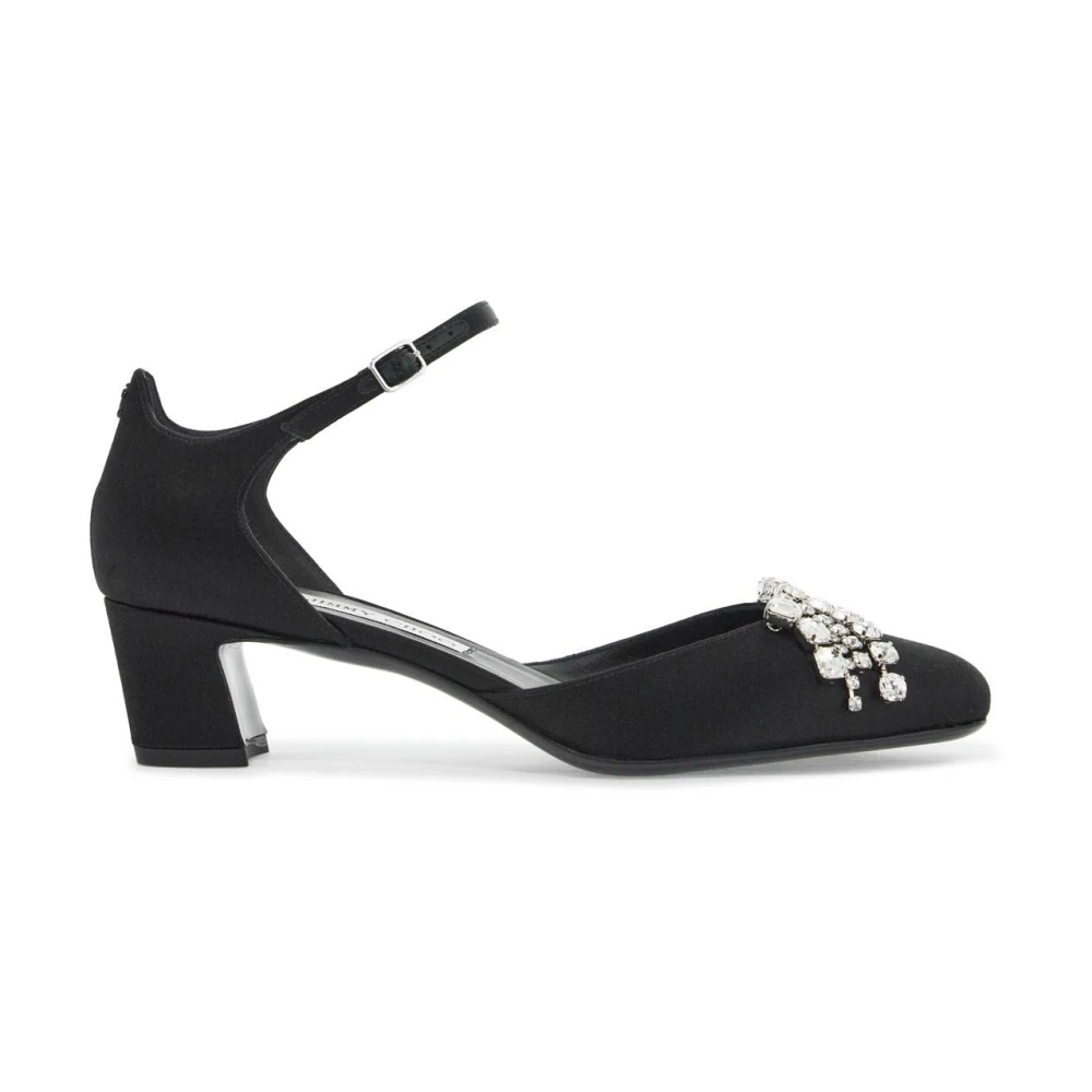 Jimmy Choo Women's Black Crystal Embellished Satin Décolleté Pumps