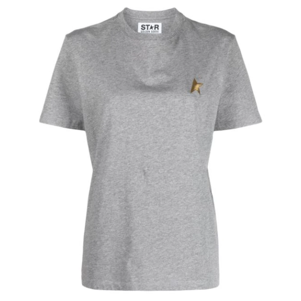 Golden Goose Grijze Katoenen T-shirt met Contrasterend Logo Gray Dames