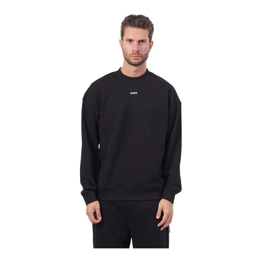 Hugo Boss Zwarte Crewneck Katoenen Trui Black Heren