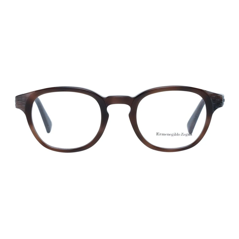 Ermenegildo Zegna Bruine Ronde Kunststof Optische Monturen Brown Heren