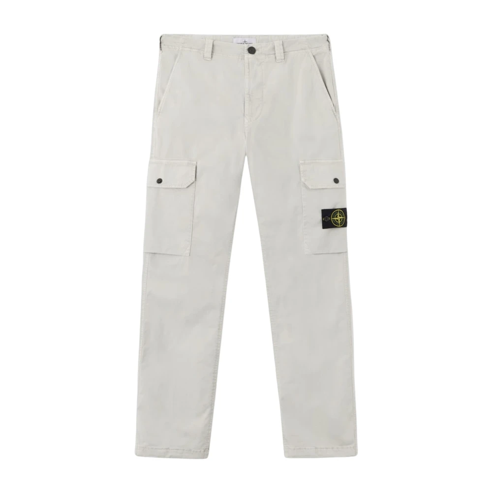Stone Island Gray Cotton Stretch Broken Twill Trousers - Male - Straight Trousers - W32 - Trousers