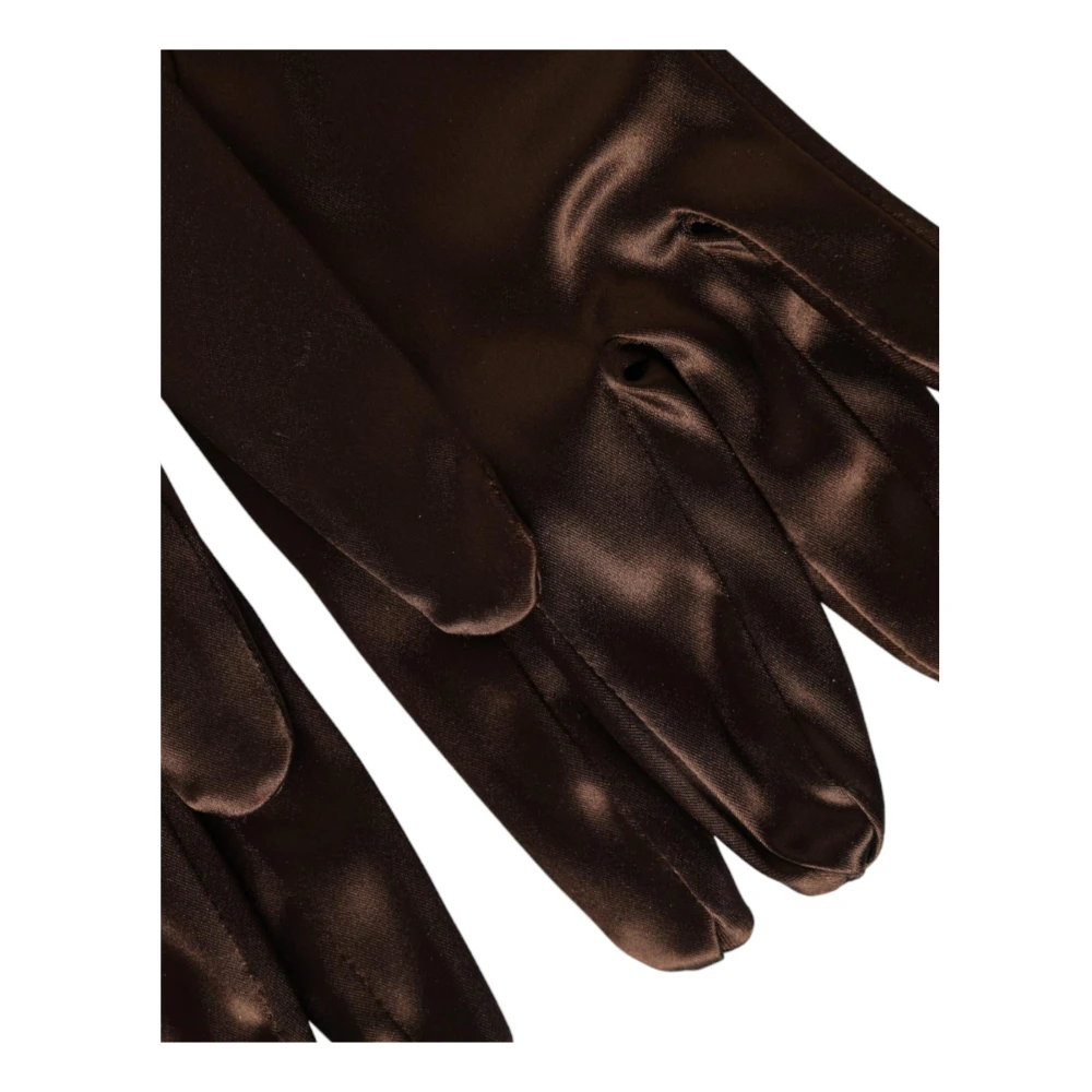 Dolce & Gabbana Bruine Satijnen Ellebooglengte Handschoenen Brown Dames