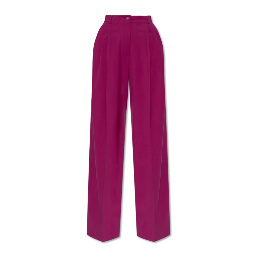 Dolce & Gabbana Wollen broek met vouw Purple Dames