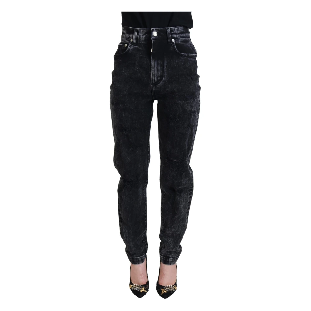 Dolce & Gabbana Women's Black High Waist Denim Jeans - Loose Fit Jeans - Xs- Jeans