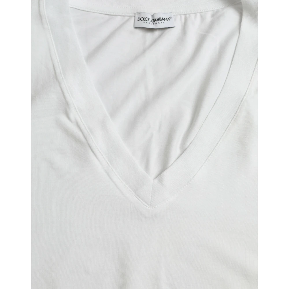 Dolce & Gabbana Wit V-hals T-shirt Ondergoed White Heren