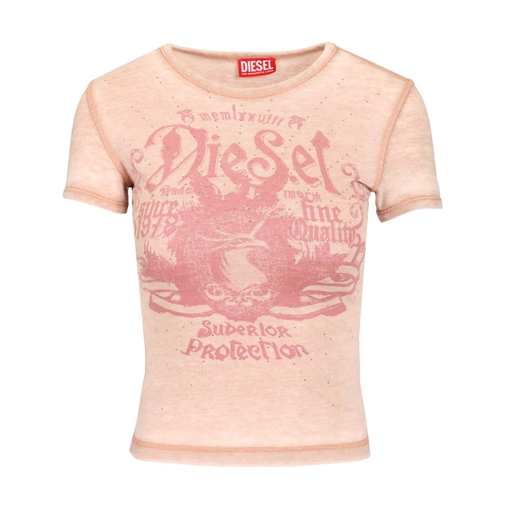Diesel Women's Pink T-Shirts, Xs, T-Uncuties-Long-Aa3