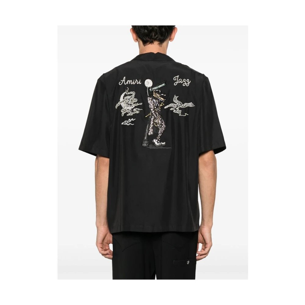 Amiri Zwarte Knoopshirt met Versieringen Black Heren