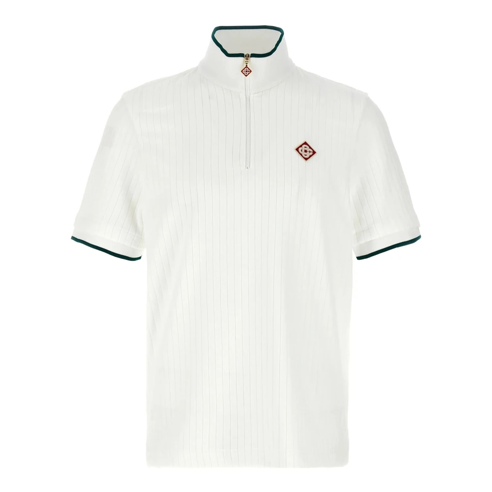 Casablanca Witte Fluwelen Rits Funnel Hals Top White Heren